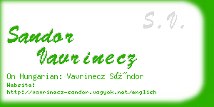 sandor vavrinecz business card
